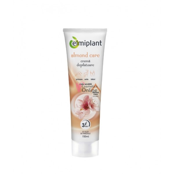 Crema depilatoare pentru piele sensibila Elmiplant Almond Care, pentru picioare, axile, bikini, 150 ml